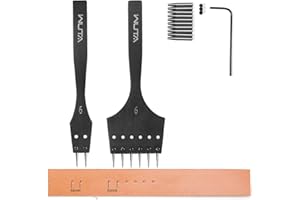 WUTA Abnehmbarer Kreis Leder Locher Schnürung Nähte Professionelles Arbeiten Handwerkzeug Kit Runde Locher Handwerk Meißel Schneiden Kits 2. Generation 6 mm (2+6)