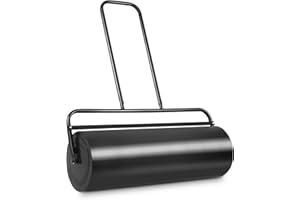 SOARS Rasenwalze befüllbar 48L, Ø32cm Handwalze, Rasenroller mit U-Griff & abnehmbarem Ablassstopfen, Gartenwalze Schwerlasttrommel für Boden, Wiese, Ebenen (Schwarz-48L)