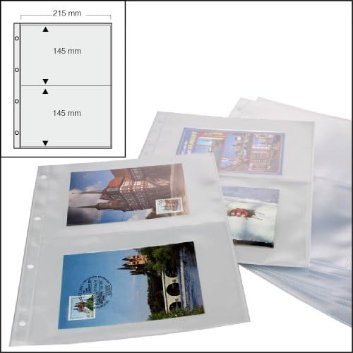 Safe 50x Photo Sleeves DIN A4 No. 5477 2 Pouches 215 x 145 mm DIN A5 Format Space for Up To 100 Images Ideal for Large 13 x 18 cm Photos Universal Punching Waterproof Transparent Plasticizer-Free