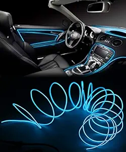 Spaiko EL Wire Car Interior Light Ambient Neon Light for All Cars with Adapter (Blue, 5 Meter)