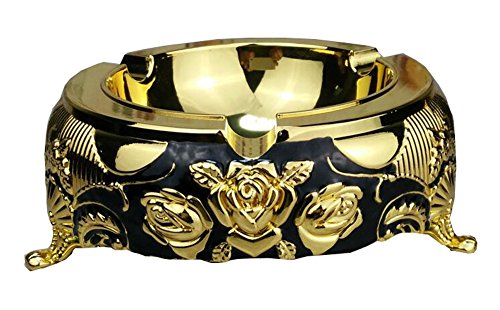 Black and Gold Retro Ashtray Tabletop Ashtray for Decoration