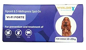 VI-FI Forte 1.34ml : Spot On for Prevention & Treatment of Fleas, Ticks and Chewing lice infestation for Dogs Weighing from 10 to 20 kg
