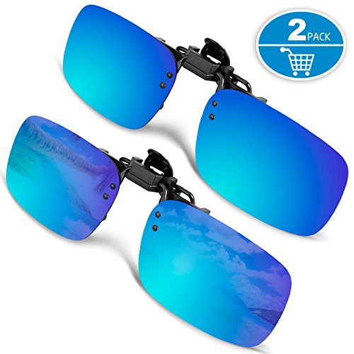 Splaks - Juego de 2 gafas de sol con clip polarizadas, ideales para mujeres y hombres, unisex