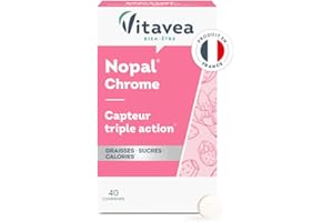 VITAVEA BIEN-ETRE Vitavea - Nopal, Chrome - Complément Alimentaire Capteur de Graisses, Sucres, Calories - Minceur, Perte de Poids, Coupe Faim, Régulation des Sucres - 40 comprimés - 8 Jours - Fabriqué en France