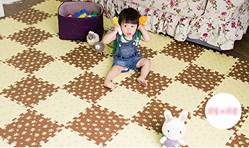 9 Stück Puzzlematten, Kinderspielteppich Wasserdicht Spielmatte Rutschfest Spielteppich Puzzle Kinderteppich Gymnastikmatte Trainingsmatte Bodenschutz Matten aus EVA-Schaum für Kinder und Babys Schlafzimmer Yoga Turnhalle Kinderzimmer Deko Für Innen und Draußen geeignet, 30 x 30 x 1,0 cm - 8