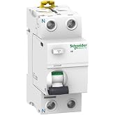 Schneider Electric A9R84263 Differential Switch iID, 2P, 63A, 300mA, Acti9 Range AC Class, White