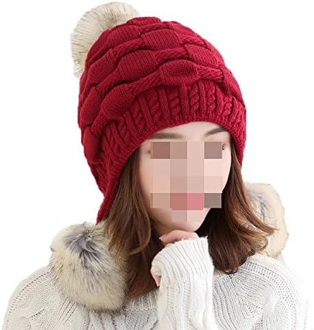 CCAILIS Woman Warm Hat Scarf Suit Winter Cute Sweet Outdoor Ski Mountaineering Climbing Sports,Red-hat