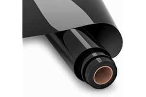 UIOK Vinile Termoadesivo per Tessuti, 30.5 x 365.7cm Vinile Termoadesivo Nero Termovinile per Tessuti, HTV Vinile Termico per T-shirt, Altri Tessuti, Facile Da Tagliare (Nero)