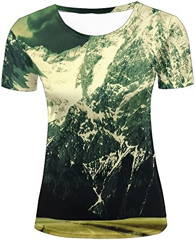 Womens Funny 3D Printed T-Shirts Snowy Moutain grassbeautiful Unisex Couple Tee XL