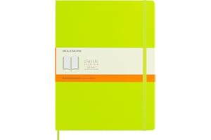 Moleskine - Cuaderno Clásico con Hojas de Rayas, Tapa Blanda y Cierre con Goma Elástica, Tamaño XL 19 x 25 cm, ColorVerde Limón, 192 Páginas