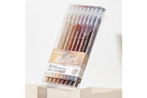 Mazo Moon Gel Pen Set – 0.5mm Medium Tip, Visible Ink Level, Large Capacity Coloured Pens for Journaling, DIY Cards & Office Use, 9 Pack with 18 Colours (Brown)