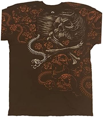 Gothic Horror T Shirt Flowing Skull Roses Liquid Blue Official Mens Black