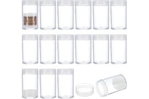 FINGERINSPIRE 16Pcs Tube de Rangement Rond Transparent pour Pièces de Monnaie Plastique Avec Éponge Protection Tubes Collecte Transparents 33x56mm pour Pièces Monnaie Pièces Commémoratives Rares(29Mm)