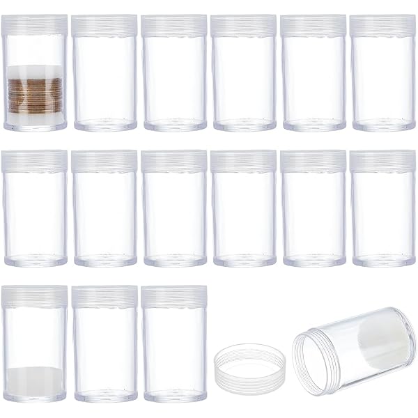 Tubo Monete Natudeco Tube Stockage Pièces Rond Transparent - 10 Tubes Avec Éponge Et Couvercle à Visser Tube Transparent Tubo Monete Natudeco Tube Stockage Pièces Rond Transparent - 10 Tubes Avec Éponge Et Couvercle à Visser Tube Transparent