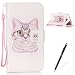 Produktbild Feeltech Samsung Galaxy J710/J7 2016 Hülle,Samsung Galaxy J710/J7 2016 Magnet Leder Wallet Cover,Elegant Soft PU Kartenfach Extra Dünn Tasche Bunte Relife-Muster [Stand Funktion] Karte Halterung Klapp hülle Flip Book Design Case Flexible TPU Ultra Slim Inner Bumper Tasche mit Landyard [Free Stylus] für Samsung Galaxy J710/J7 2016 - Weiße Katze