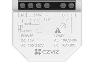 EZVIZ Relais Wi-Fi intelligent avec contact sec, contrôle des lumières & porte de garage, commande à distance via App, Compatible avec la domotique Matter, compatible Alexa et Google Assistant, T35WD