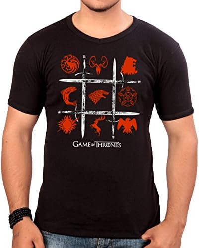 Game Of Thrones Inspired T-shirt - All Houses Targaryen, Stark, Tully, Baratheon Black Unisex T-shirt (M, BLACK)