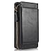 Produktbild HARRMS iPhone 7 Handy Hülle Leder Case mit Kartenfächer Geldscheinfach mit Reißverschluss Abnehmbar Magnet Schutzhülle, Schwarz