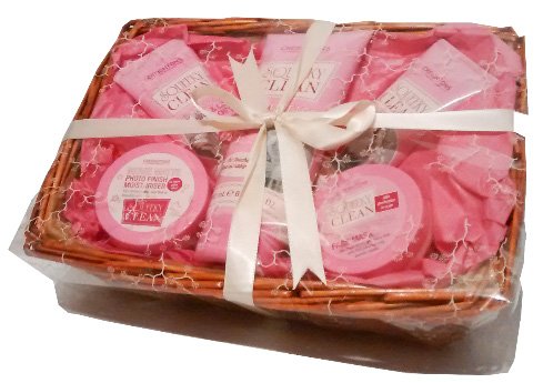 Creightons Squeeky Clean Pink Luxury Pamper Hamper - Organza Lined Basket - Cellophane & Ribbon Gift Wrapped