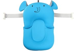 belupai Tapis de bain bébé nouveau-né pliable bébé bain baignoire coussin chaise étagère nouveau-né siège de baignoire nouveau-né coussin tapis de bain(Éléphant avec 2 ceintures fixes)