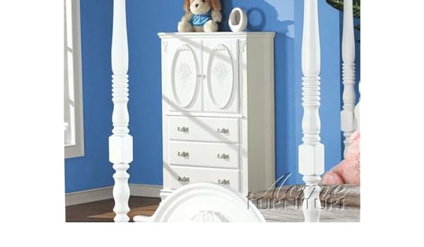 Acme 01667 Flora Tv Armoire With Hanging Rod White Finish Amazon