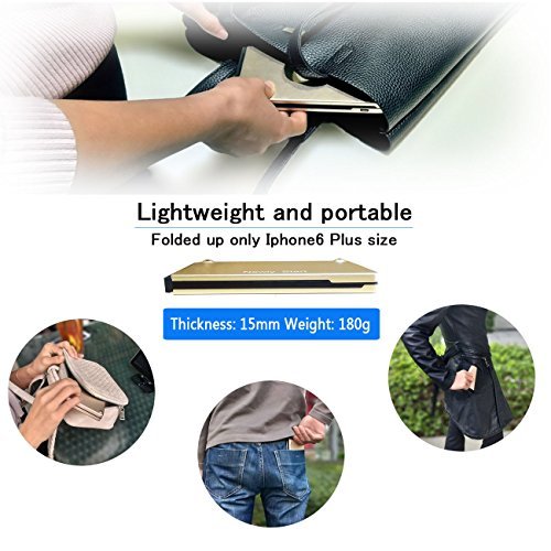 Portable Faltbare Bluetooth Wireless & USB Wried Dual Mode Keyboard Ultra-Slim Full-Size Mini Bluetooth Tastatur Für Android, IOS, Windows, Mac OS, iPhone 7/7 plus / 6plus / 5, iPad / iPad Luft / iPad Mini & Tablet (Golden) - 3
