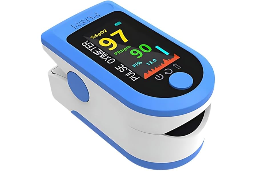 Pulse Oximeter, Oxygen Monitor Finger Adults with Color LED Screen, Bidirectional Display, Blood Oxygen Monitor Finger Home Use, 2 * AAA Batteries (Not Included)