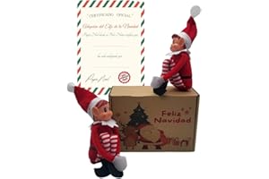 Peluchilandia Elfos Traviesos Navidad con Certificado de Adopción en Caja Regalo Personalizable Ideales para Niños | Duende Navidad Travieso para Jugar y Decorar (Pack 2 Elfos)