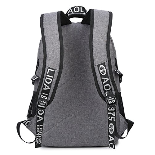 Travistar Oxford Herren Rucksack Jungen Schulrucksack Teenage Laptop Rucksack mit USB Ladeport fit 15 Zoll Laptop