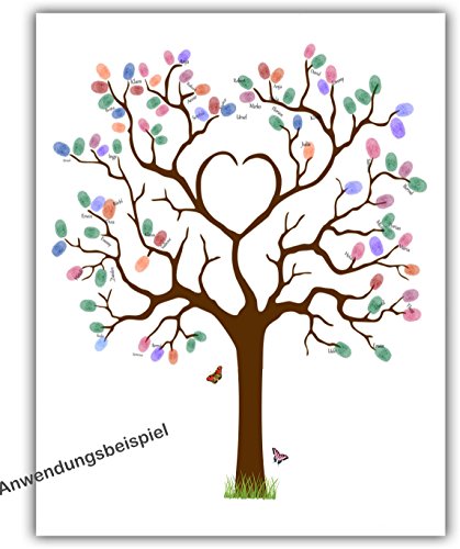 Poster Weddingtree 003 Schmetterling 30x40cm inkl. Anleitung, Fingerabdruck der Gäste, Fingerabdruckbaum - 2