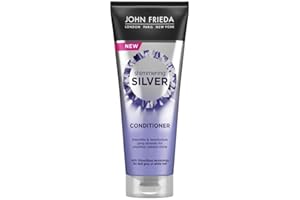 John Frieda Shimmering Silver Conditioner 250 ml, balsamo tonificante per capelli grigi o bianchi, balsamo per capelli argentati con tecnologia SilverGloss