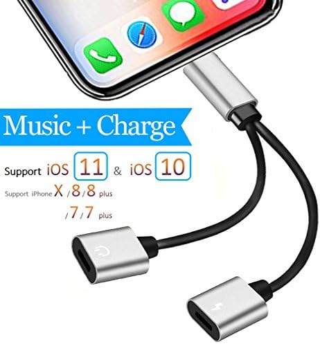 Lightening Jack Adapter, Lightnig Adapter for iPhone 7/7Plus iPhoneX 10/iPhone 8/8Plus, Lightning Headphone Jack Cable, Support Music+Charger+Calling+Audio Splitter Supports iOS 10.3/11 or Later