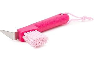 Animalon Kinder Hufkratzer Bürste | rostfreier Picker | ergonomischer und Rutschfester Hufkratzer Kids | Pinker Hufkratzer Pferd | 2 in 1 Pferde Hufauskratzer für Kinder | Kids Hufkratzer in pink