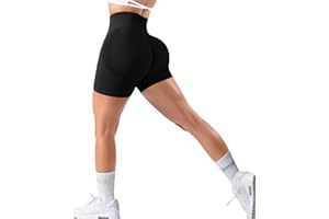 Navneet Krótkie spodenki sportowe, damskie, z wysoką talią, spodenki kolarskie, spodnie do biegania, siłownia, fitness, legginsy, spodenki typu Hotpants