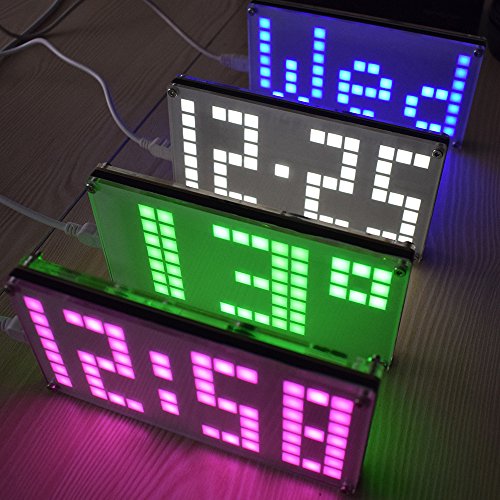 Anself DIY LED Digitaluhr Kit Dot Matrix Uhr mit Touch-Control Temperaturanzeige Datum Zeit - 7
