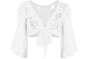 Mufeng Bolero Encaje de Danza del Vientre para Mujer Chica Cardigan Manga Larga Deporte Chaqueta Corta Capas Flores para Vestido Maillots Envoltura Mujer Fiesta