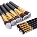 Annengjin®Professional Makeup Brush Set 10PCS (10pcs-Balck+Gold)