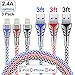 Price comparison product image Phone Charger Cable, SDBAUX 3Pack(Black,Red,Blue) 2.4A 3ft TPE+Nylon Braided Charge to USB Charging Cable and Syncing Cord Compatible/Replacement for iPhone XS Max XR X 8 7 6 Plus 5s iPad iPod