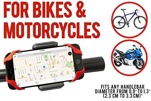 Widras Red Bike and Motorcycle Cell Phone Mount - For iPhone 6 ,5, 6s Plus, Samsung Galaxy Note or any Smartphone &amp; GPS - Universal Mountain &amp; Road Bicycle Handlebar Cradle Holder for Pokemon Go (Red)