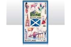 ELGATE Scottish Tea Towel Souvenir Gift Scotland Saltire Flag Stag Bagpiper Landmarks