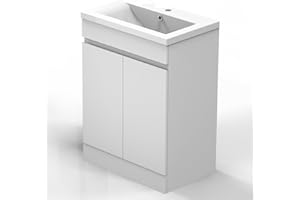 SKY BATHROOM Skybathroom Freestanding Bathroom Vanity Basin Sink Cabinet Unit Matt White 2 Soft Close Door Hinges Storage Furniture Rectangular - 500mm