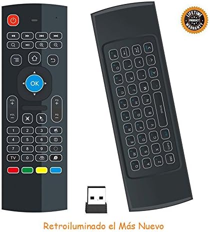 Horizontal Mini Backlit Wireless Keyboard Mouse Combo 2.4 G Portable Multi-media Remote with Touchpad for Windows, Android/Google/Smart TV, Linux, Windows, Mac, Raspberry Pi Black