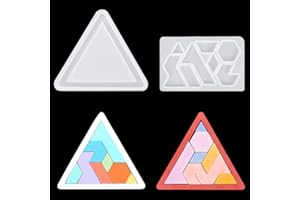 Koonafy 2Pcs Stampi Puzzle per Resina Epossidica Stampo in Silicone per Resina Triangolo Sottobicchieri Stampi in Silicone DIY Gioielleria (puzzle stampi)