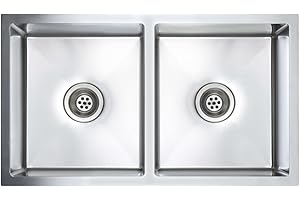 vidaXL Fregadero Cocina Hecho a Mano Doble Seno Grado Alimentario Diseño de 2 Seno Extraprofundo Flujo Rápido Acero Inoxidable