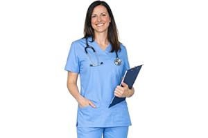 SKYWEAR Sky Mens and Womens Hospital Doctors Scrub Tunic Tops, Medical Doctor Uniform, Lightweight Fabric Medical Work Wear, Sky Blue
