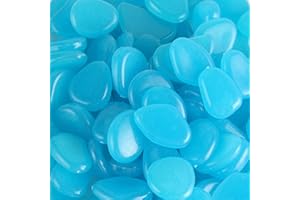MOCNT 300Pcs Deep Blue Glow in the Dark Pebbles Rock Luminous Cobblestones Glowing Pebbles Stones Garden Decor for Home Walkway Aquarium Fish Tank Decoration 17-13mm