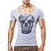 Produktbild Moonuy,Kurzarmbluse schwarz,Männer Kurzarmbluse, Mode Persönlichkeit Männer Casual Schlank Kurzarmhemd Top Sporthose Shirt Gedruckt Lose Top (Grau, EU 42 / Asien 2XL)
