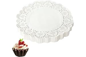 UYVPAER 100 Pièces Rond Napperon Papier Dentelle Napperon Gâteau d'emballage Tapis De Papier Patisserie Tapis De Papier(16.5Cm)