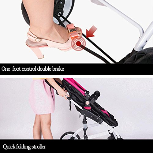 Beautylife66 Baby Storller Kids Pram Trolley Walker Foldable Pushchair Rose