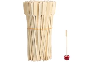 EYVRPAU 100 Unidades Pinchos de Bambú para Aperitivos Brochetas de Cóctel Palillos de Madera para Frutas Canapés Tapas y Pequeños Bocados (12cm)